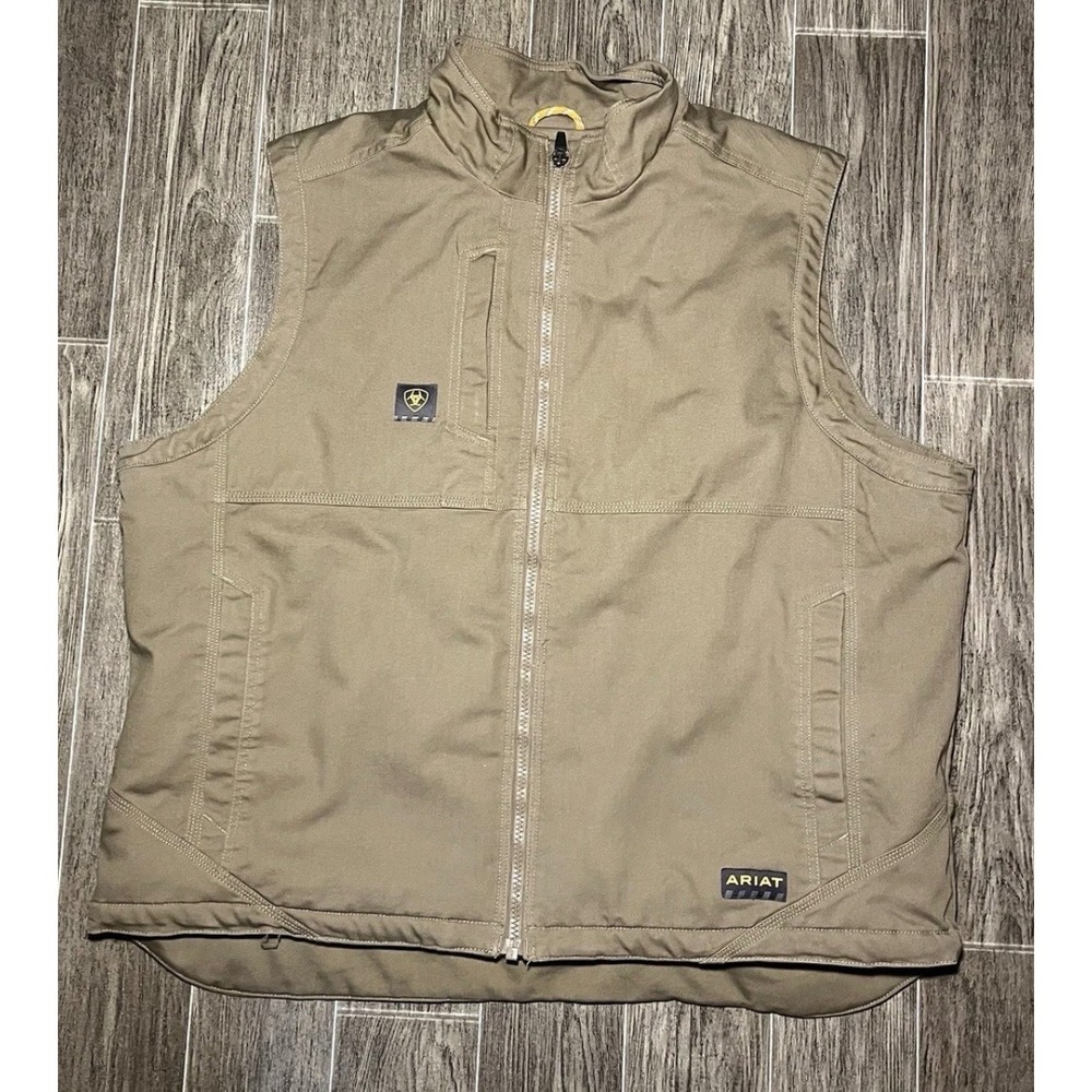 Ariat Rebar DuraCanvas Vest Mens 3XL Brown Workwear Sherpa Lined Utility